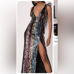 Lulu's Multi Sequin Backless Dress